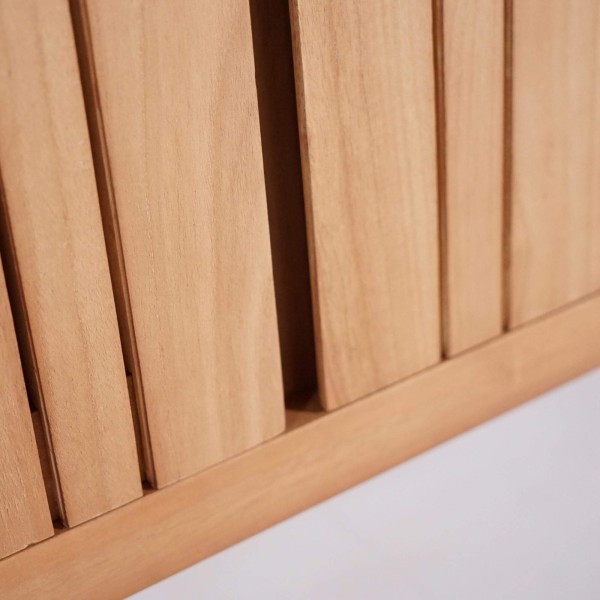 Waschtisch mit Doppelwaschbecken aus Massivholz, Hochglanz Weiß – Satya