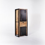 Schrank aus massivem Mangoholz mit Metalltür 60 cm – Kansas