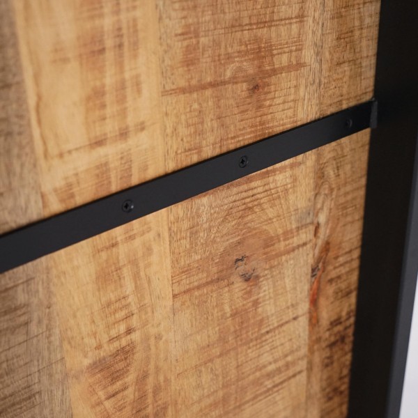 Schrank aus massivem Mangoholz mit Metalltür 60 cm – Kansas