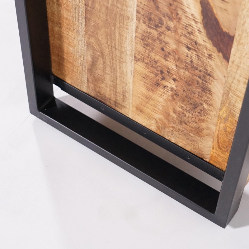 Schrank aus massivem Mangoholz mit Metalltür 60 cm – Kansas