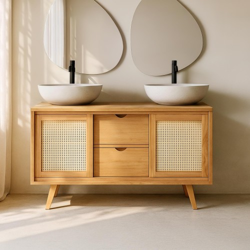 Badezimmermöbel aus Massivholz auf Füßen 140 cm - Anaya