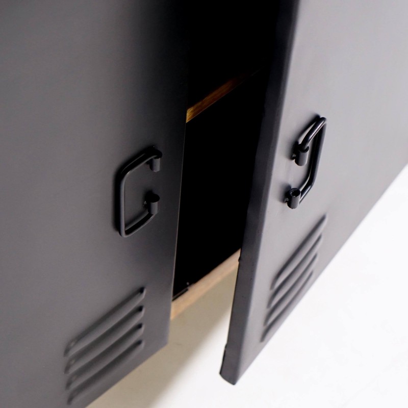 Schrank aus massivem Mangoholz mit Metalltüren 130 cm – Kansas