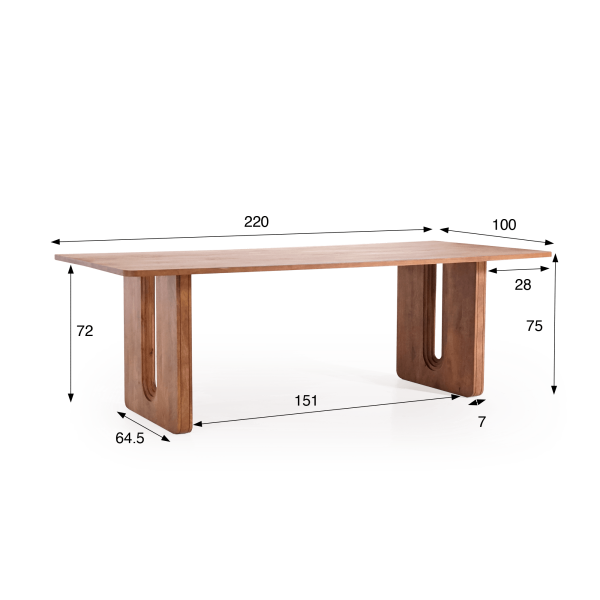 Esstisch aus massivem Mangoholz, mit naturbraunem Finish – Noba