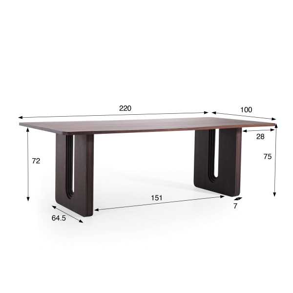 Esstisch aus massivem Mangoholz, dunkelbraunes Finish – Noba