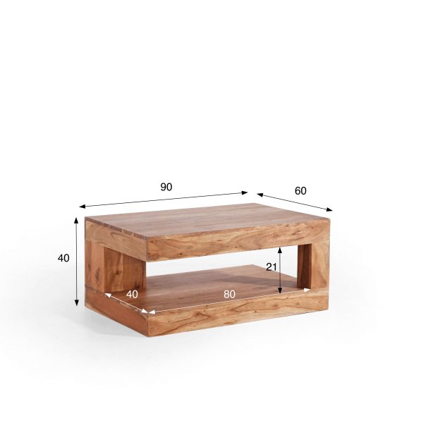 Rechteckiger Couchtisch aus massivem Akazienholz – Kora