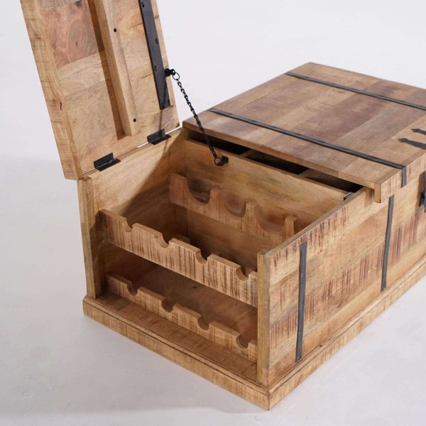 Wohnzimmertisch mit Stauraum aus Massivholz