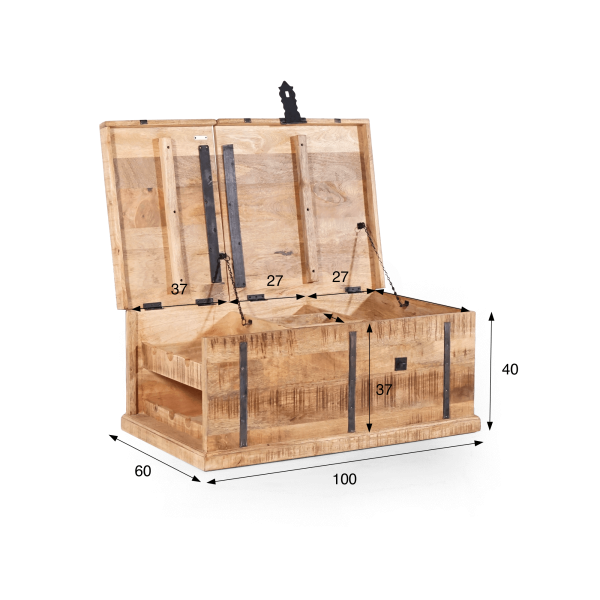 Wohnzimmertisch mit Stauraum aus Massivholz