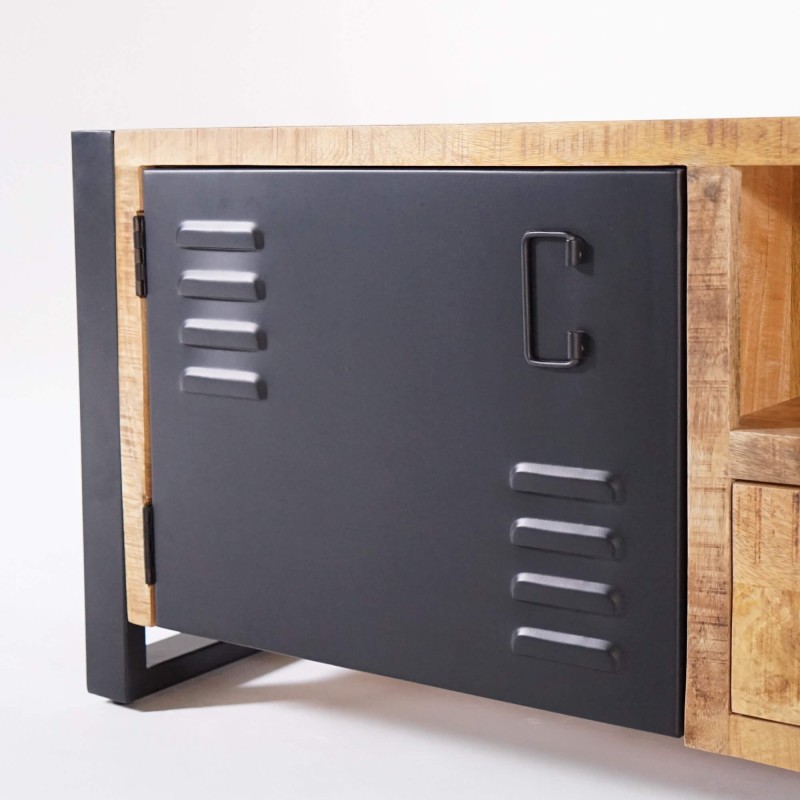 TV-Möbel aus massivem Mangoholz mit Metalltür 220 cm – Kansas