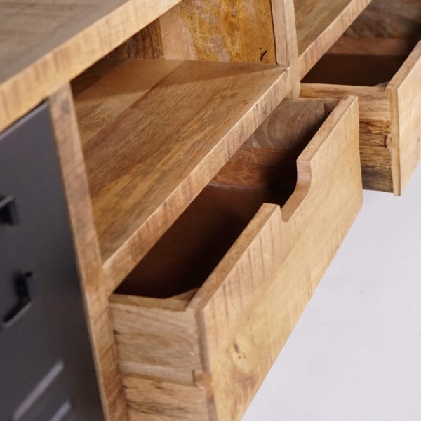 TV-Möbel aus massivem Mangoholz mit Metalltür 220 cm – Kansas