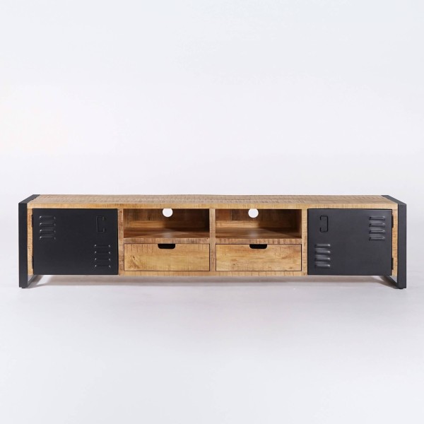 TV-Möbel aus massivem Mangoholz mit Metalltür 220 cm – Kansas