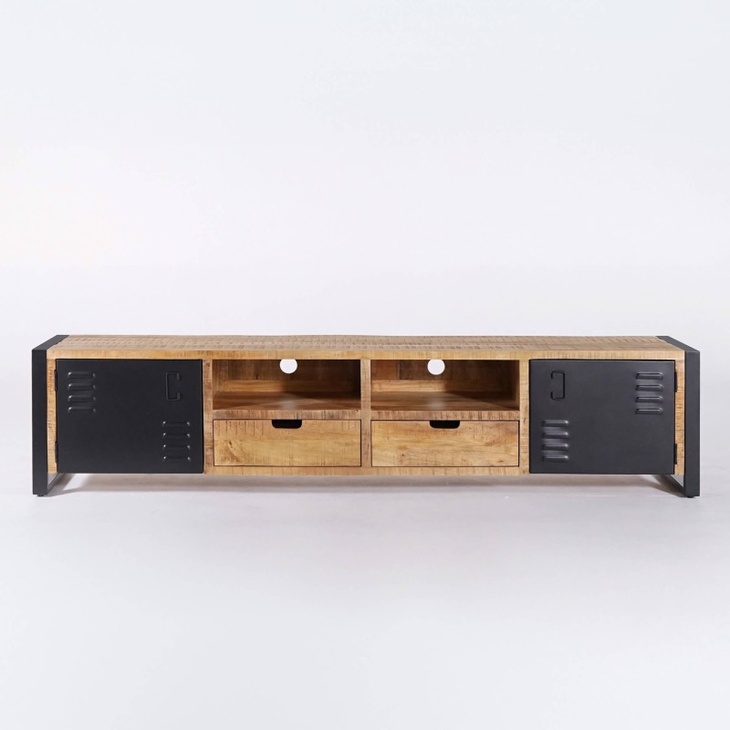 TV-Möbel aus massivem Mangoholz mit Metalltür 220 cm – Kansas