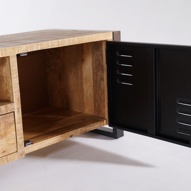 TV-Möbel aus massivem Mangoholz mit Metalltür 180 cm – Kansas