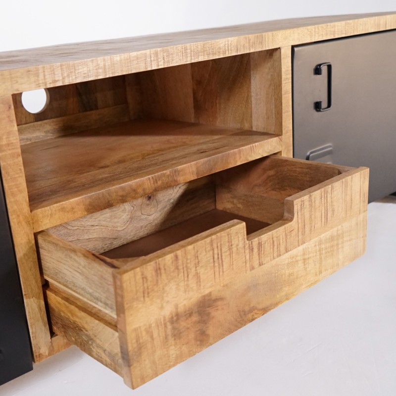 TV-Möbel aus massivem Mangoholz mit Metalltür 180 cm – Kansas