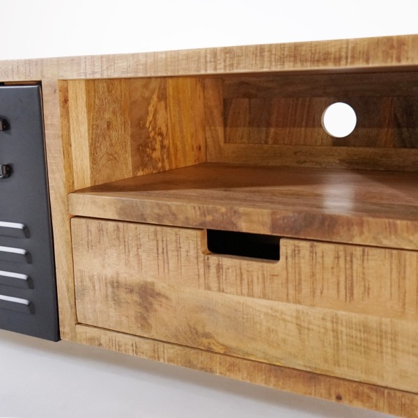 TV-Möbel aus massivem Mangoholz mit Metalltür 180 cm – Kansas
