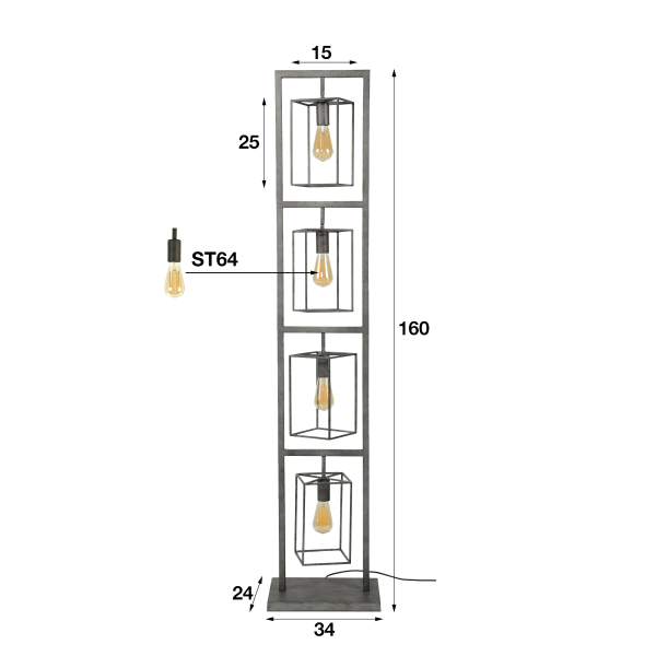 Stehlampe im industriellen Stil aus Metall – Nocta