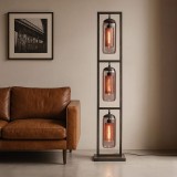 Stehlampe für das Wohnzimmer mit mundgeblasenen Rauchglas-Lampenschirmen – Brila