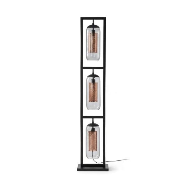 Stehlampe für das Wohnzimmer mit mundgeblasenen Rauchglas-Lampenschirmen – Brila