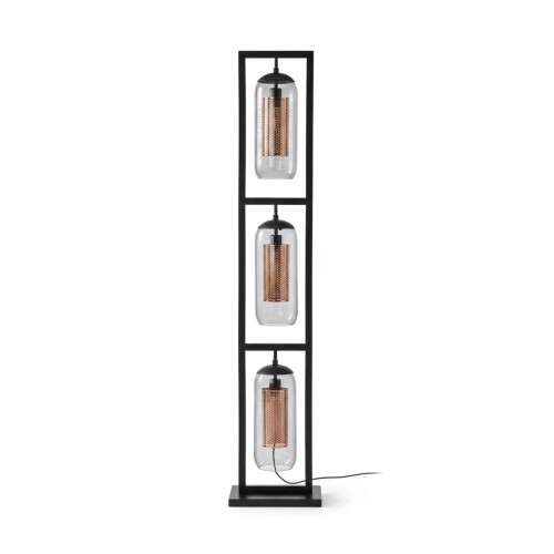 Stehlampe für das Wohnzimmer mit mundgeblasenen Rauchglas-Lampenschirmen – Brila