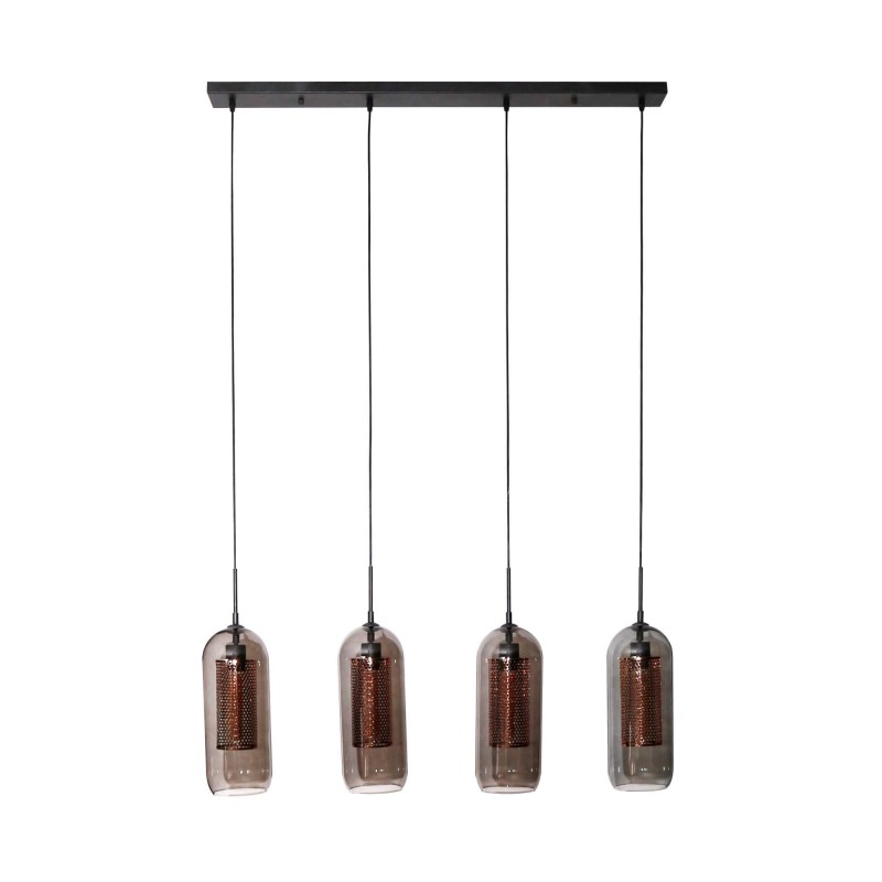 Hängelampe mit mundgeblasenen Rauchglaskappen – Brila