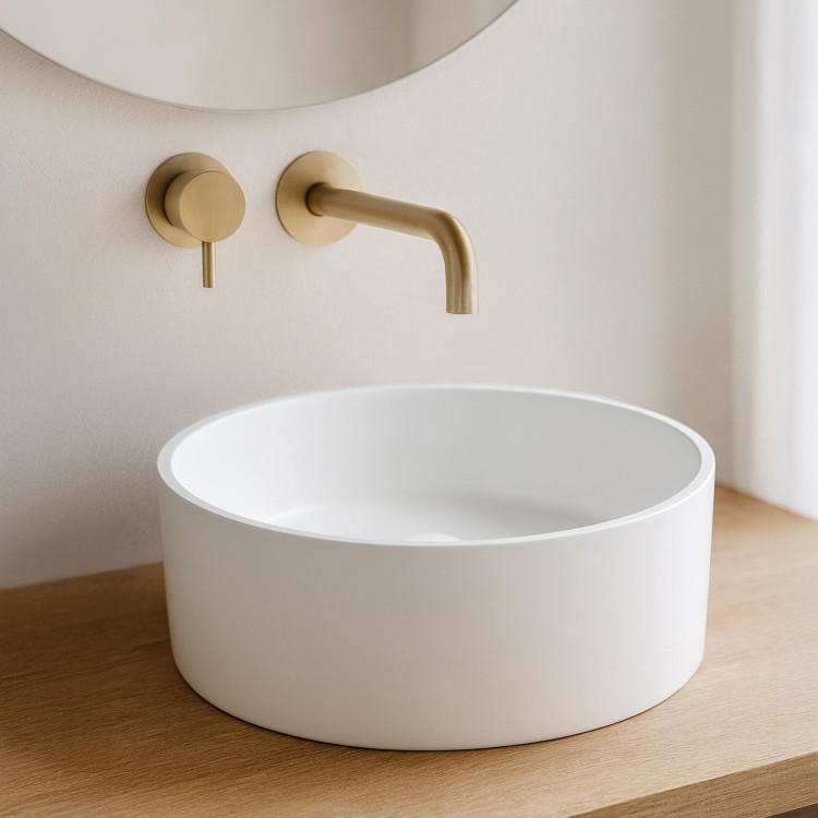 Rundes Waschbecken aus mattem weißem Keramik – Rundo