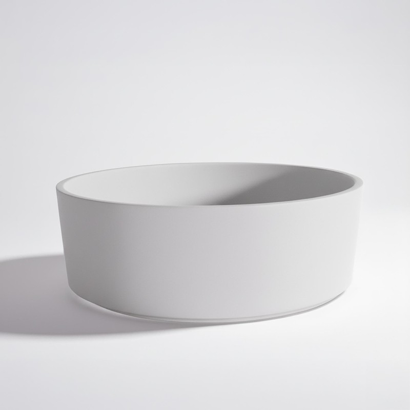 Rundes Waschbecken aus mattem weißem Keramik – Rundo