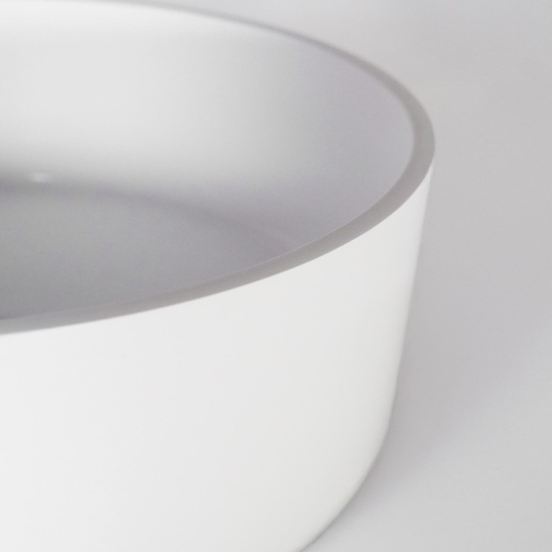 Rundes Aufsatzwaschbecken fürs Bad, matt weiß, Mineralguss - Rundo