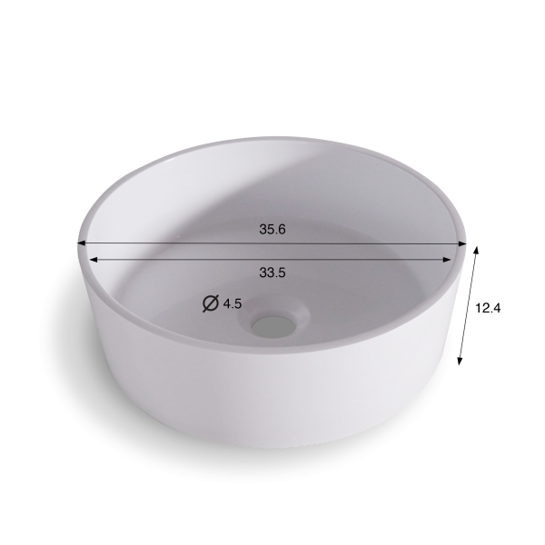 Rundes Waschbecken aus mattem weißem Keramik – Rundo