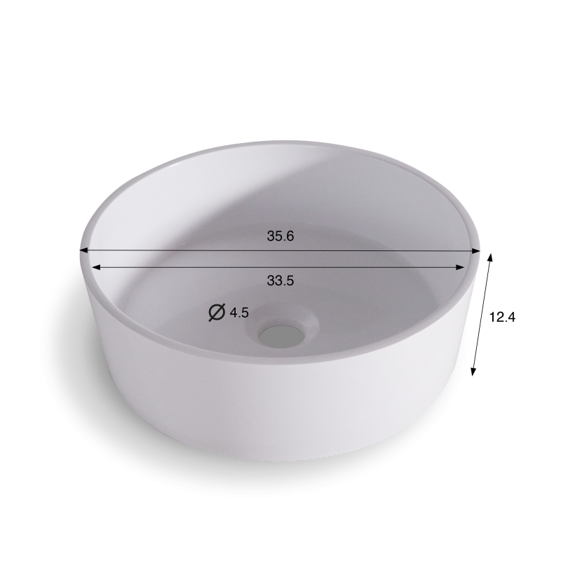 Rundes Aufsatzwaschbecken fürs Bad, matt weiß, Mineralguss - Rundo