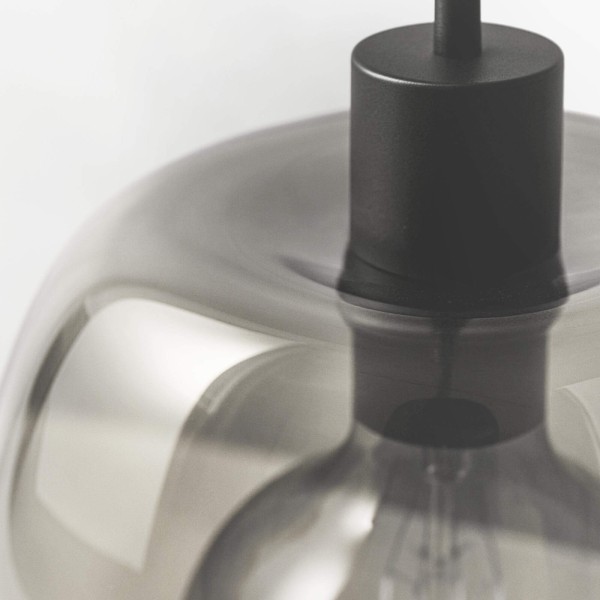 Hängelampe mit amberfarbenem Glas-Schirm – Opala