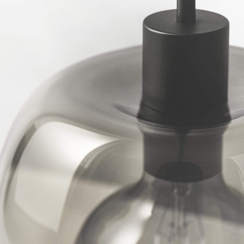 Hängelampe mit amberfarbenem Glas-Schirm – Opala