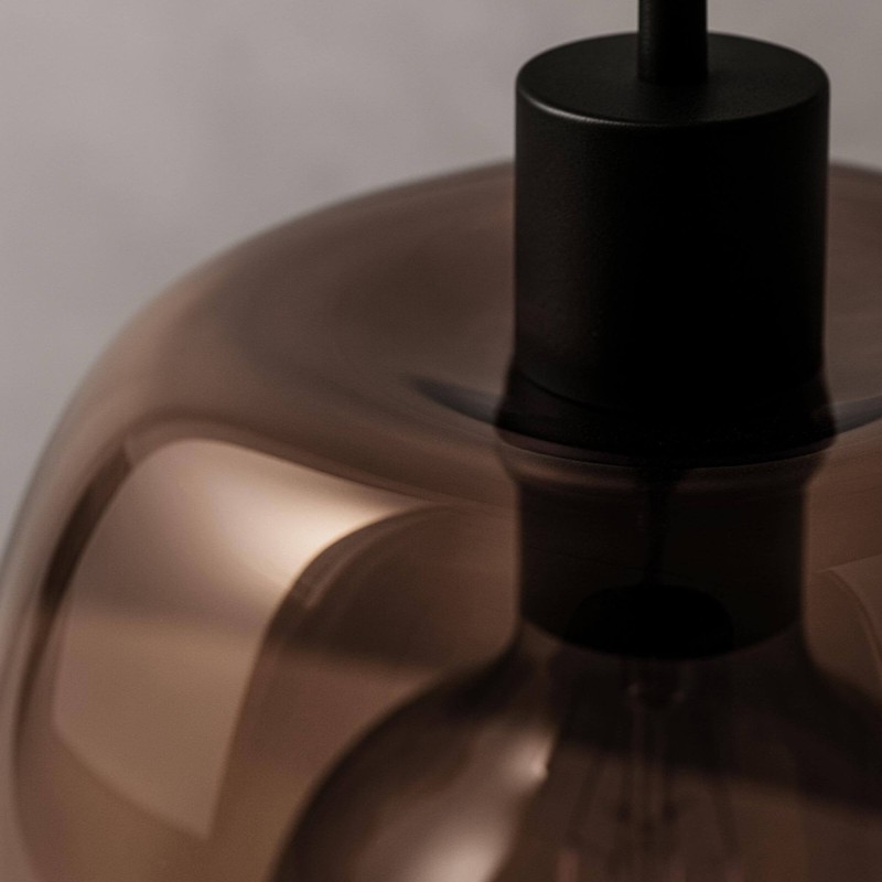 Hängelampe mit kupferfarbenem Glas­schirm – Opala