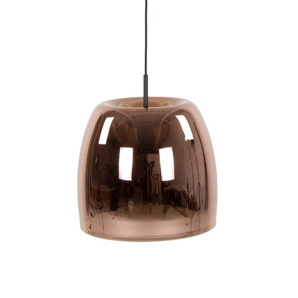 Hängelampe mit kupferfarbenem Glas­schirm – Opala