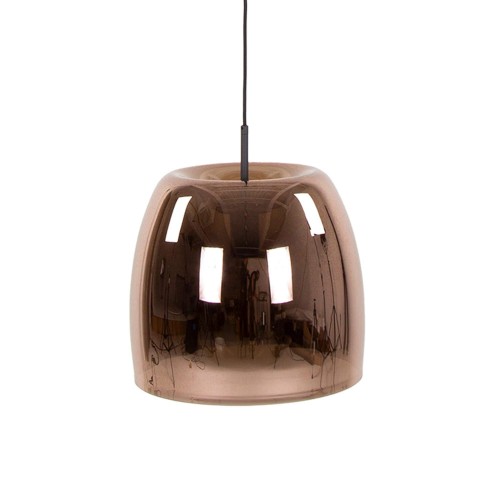 Hängelampe mit kupferfarbenem Glas­schirm – Opala