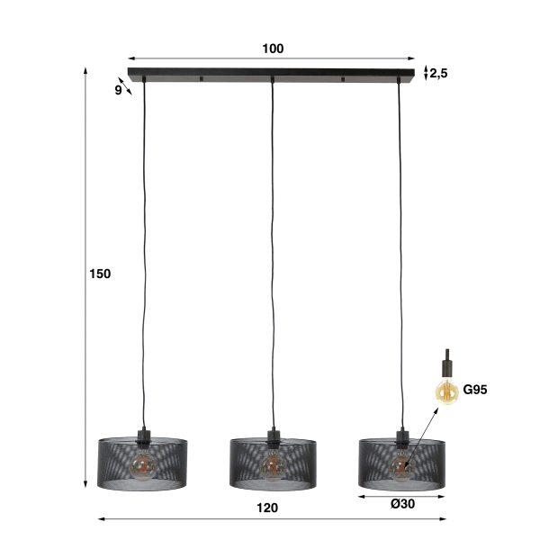 Hängelampe aus Metall im Industriestil – Mesh Round