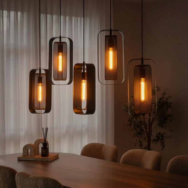 Industrielle Hängeleuchte aus Metall – Mesh Rotate