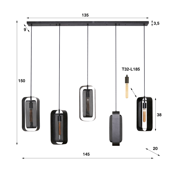 Industrielle Hängeleuchte aus Metall – Mesh Rotate