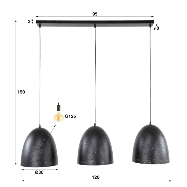 Industrielle Pendelleuchte aus Metall – Sosmos