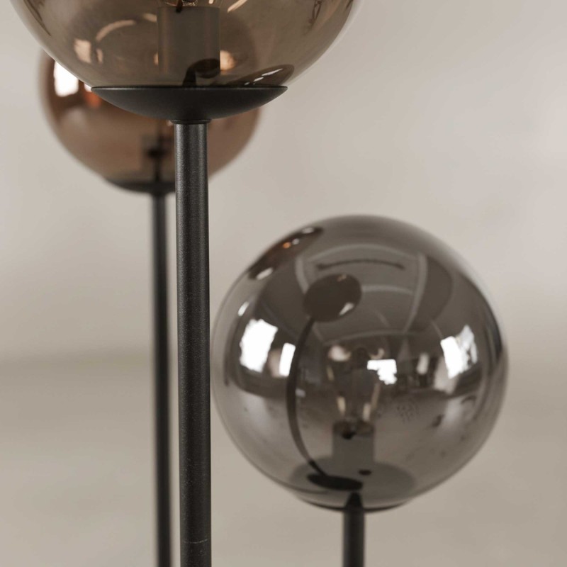 Stehlampe im industriellen Stil aus Metall mit Glaslampenschirmen – Caleo