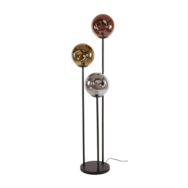 Stehlampe im industriellen Stil aus Metall mit Glaslampenschirmen – Caleo