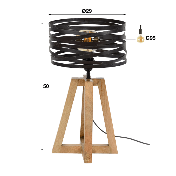 Industrielle Schreibtischlampe aus Holz mit gedrehtem Metallschirm – Twist