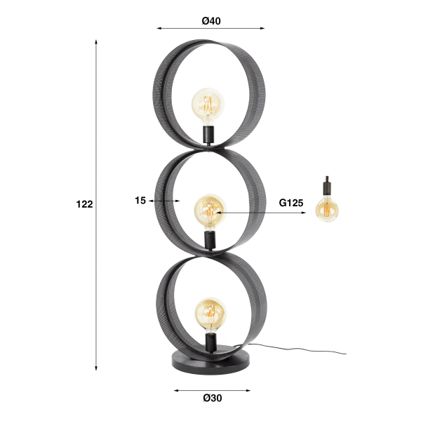 Stehlampe aus Metall mit anthrazitfarbener Oberfläche – Torre