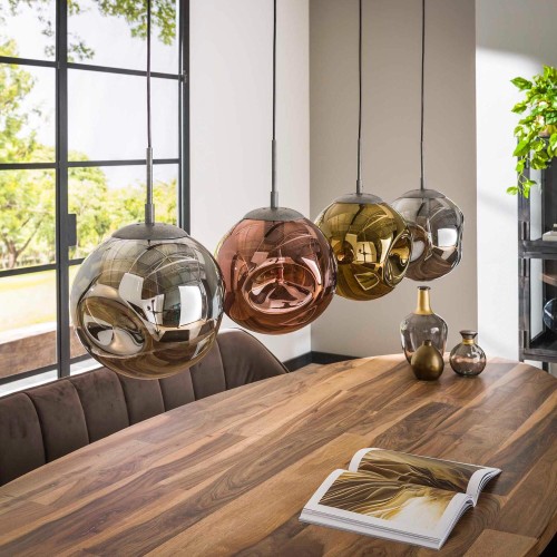 Industrielle Hängeleuchte aus Metall mit Glasschirmen – Caleo