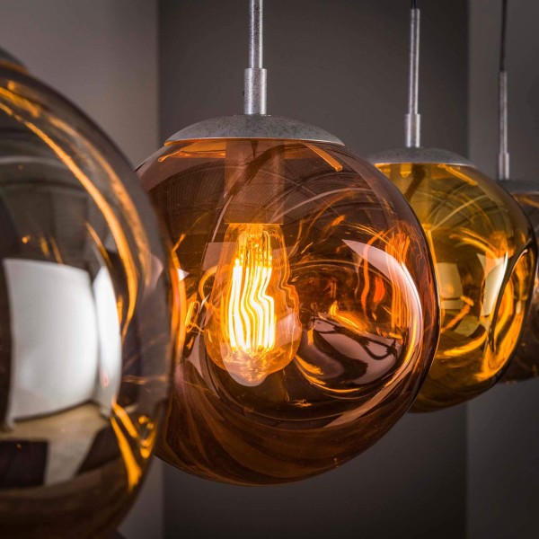 Industrielle Hängeleuchte aus Metall mit Glasschirmen – Caleo