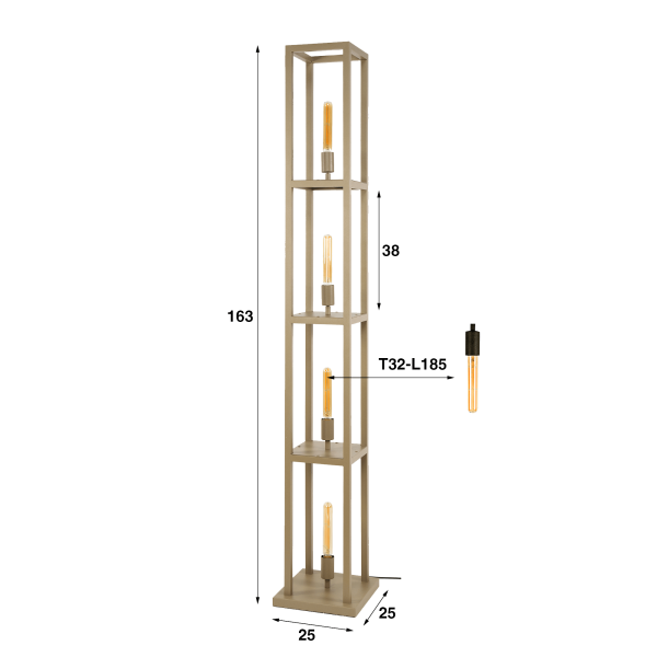 Stehlampe aus Metall für das Wohnzimmer mit LED-Beleuchtung im Industriestil – Strukt