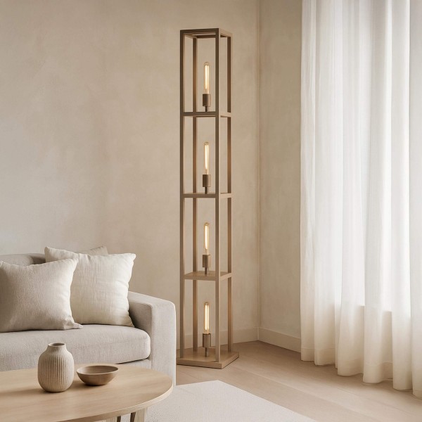 Stehlampe aus Metall für das Wohnzimmer mit LED-Beleuchtung im Industriestil – Strukt