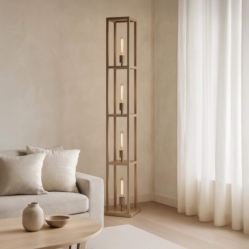 Stehlampe aus Metall für das Wohnzimmer mit LED-Beleuchtung im Industriestil – Strukt