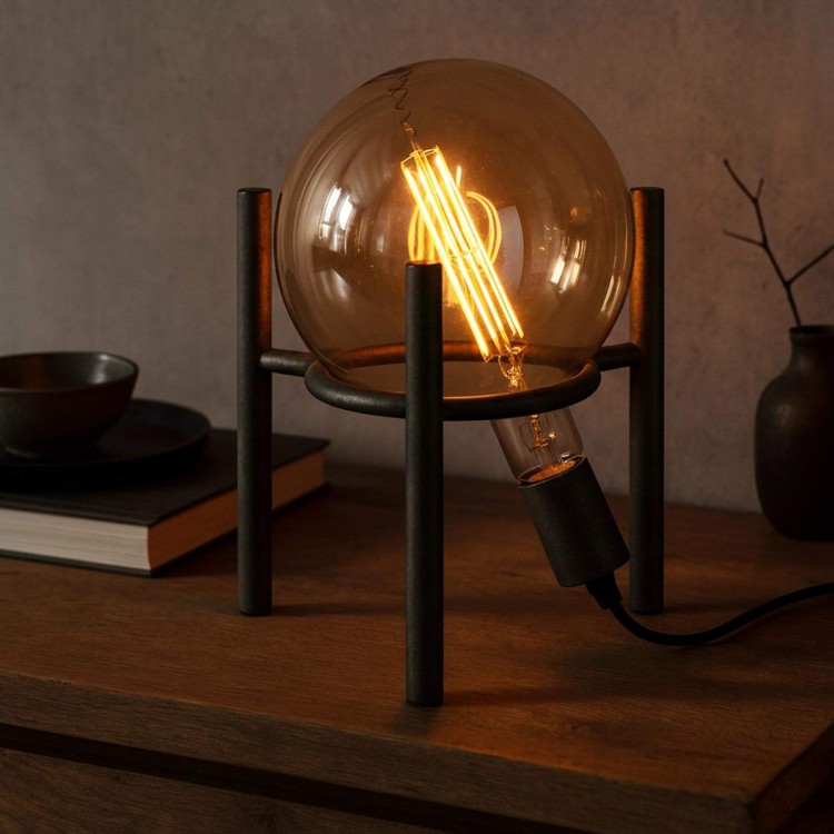 Industrielle Tischlampe in gealtertem Silber – Saturn