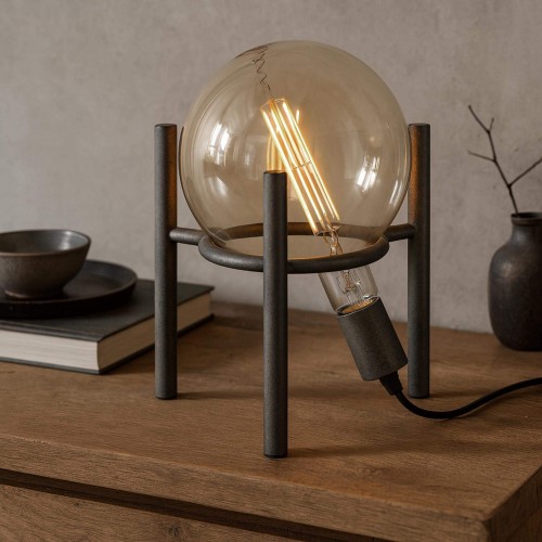 Industrielle Tischlampe in gealtertem Silber – Saturn