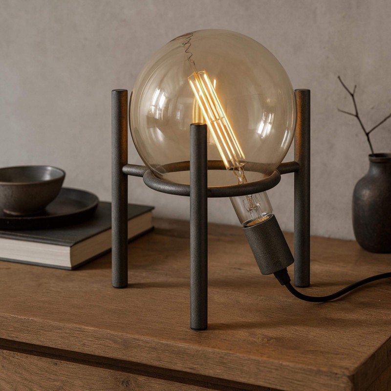 Industrielle Tischlampe in gealtertem Silber – Saturn