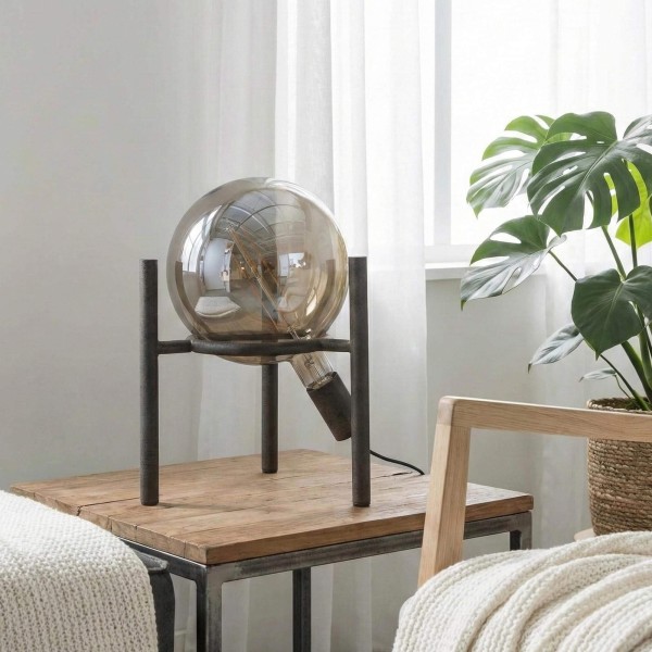 Industrielle Tischlampe in gealtertem Silber – Saturn